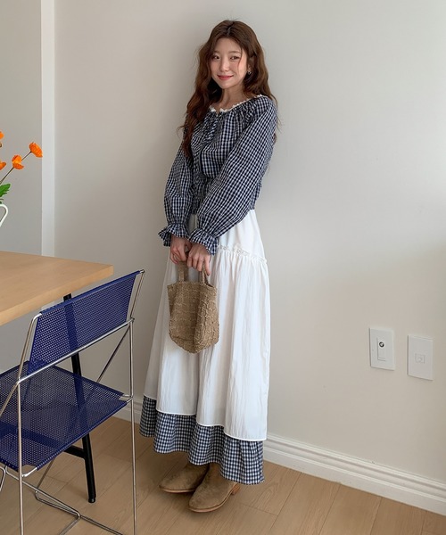 LAFFMO（ラフモ）の「チェック柄ジップアップレースブラウス（シャツ/ブラウス・レディース・ブラック/ライトブルー/ダークブルー・F）」の20枚目の写真