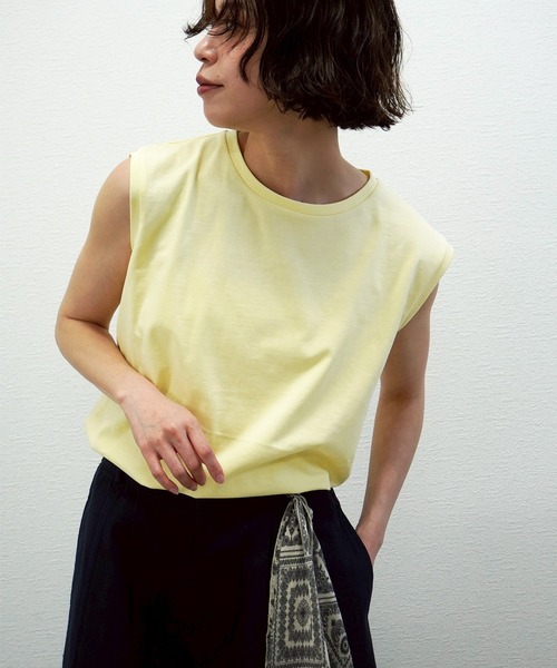 gossara(ゴサラ)の「【1枚あると便利】ラバータグ付きノースリPO(Tシャツ/カットソー・レディース・ホワイト/ブラウン/ライトイエロー/ネイビー・FREE)」の20枚目の写真