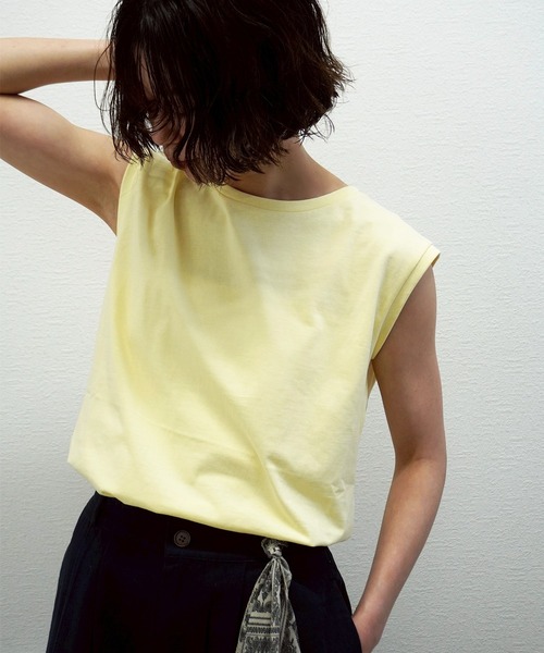 gossara(ゴサラ)の「【1枚あると便利】ラバータグ付きノースリPO(Tシャツ/カットソー・レディース・ホワイト/ブラウン/ライトイエロー/ネイビー・FREE)」の21枚目の写真