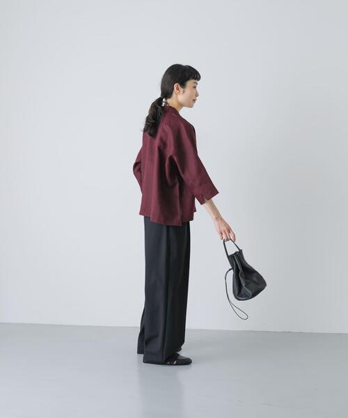 かぐれ(カグレ)の「リネン半袖オープンカラーシャツ(シャツ/ブラウス・レディース・ブルー系その他/ブラウン/ブラック・FREE)」の17枚目の写真