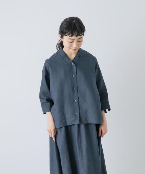 かぐれ(カグレ)の「リネン半袖オープンカラーシャツ(シャツ/ブラウス・レディース・ブルー系その他/ブラウン/ブラック・FREE)」の21枚目の写真