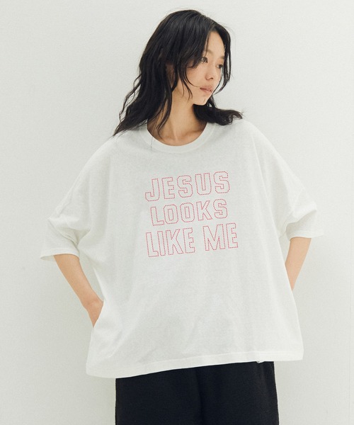 STOF(ストフ)の「JESUS LOOKS Emboro Tee(Tシャツ/カットソー・メンズ・カーキ/ブラック/ホワイト・M/S)」の1枚目の写真