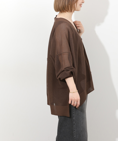 JOURNAL STANDARD relume(ジャーナルスタンダード レリューム)の「リネンミックスメッシュVネックカーディガン(カーディガン/ボレロ・レディース・ブラウン/ホワイト/チャコールグレー・FREE)」の6枚目の写真