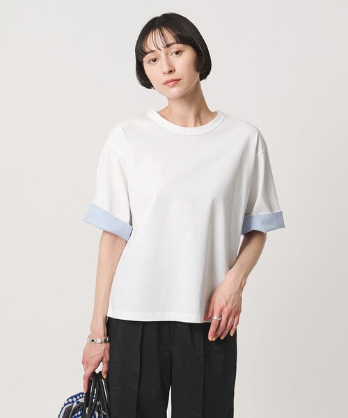 UNITED ARROWS(ユナイテッドアローズ)の「ターン アップ カットソー(Tシャツ/カットソー・レディース・ブラック/ワイン/ホワイト・FREE)」の2枚目の写真