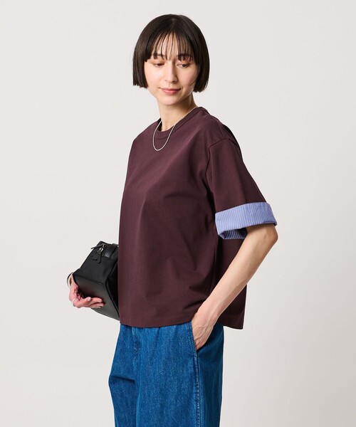 UNITED ARROWS(ユナイテッドアローズ)の「ターン アップ カットソー(Tシャツ/カットソー・レディース・ブラック/ワイン/ホワイト・FREE)」の3枚目の写真