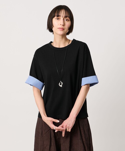 UNITED ARROWS(ユナイテッドアローズ)の「ターン アップ カットソー(Tシャツ/カットソー・レディース・ブラック/ワイン/ホワイト・FREE)」の1枚目の写真