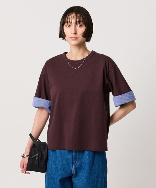 UNITED ARROWS(ユナイテッドアローズ)の「ターン アップ カットソー(Tシャツ/カットソー・レディース・ブラック/ワイン/ホワイト・FREE)」の4枚目の写真