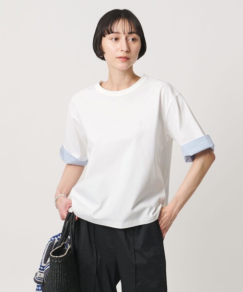 UNITED ARROWS(ユナイテッドアローズ)の「ターン アップ カットソー(Tシャツ/カットソー・レディース・ブラック/ワイン/ホワイト・FREE)」の7枚目の写真