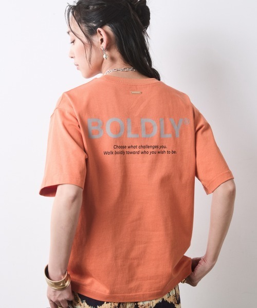 CHIC STYLE(シックスタイル)の「綿100%ロゴプリントカラーTシャツ<大きいサイズ有>シックスタイル(Tシャツ/カットソー・レディース・オレンジ/ブラック/ブルー系・L/M/5L/4L/3L/LL)」の1枚目の写真