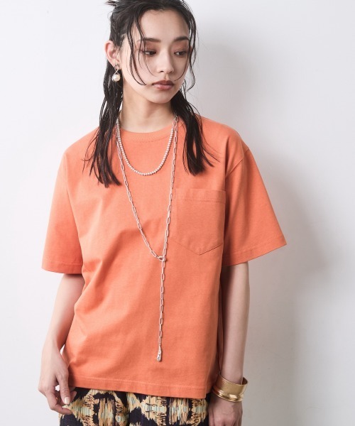 CHIC STYLE(シックスタイル)の「綿100%ロゴプリントカラーTシャツ<大きいサイズ有>シックスタイル(Tシャツ/カットソー・レディース・オレンジ/ブラック/ブルー系・L/M/5L/4L/3L/LL)」の16枚目の写真