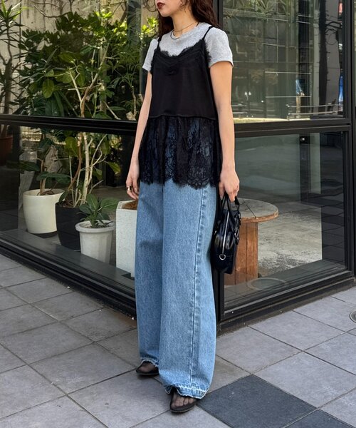 CIAOPANIC TYPY(チャオパニックティピー)の「裾レースドッキングシアーキャミチュニック(キャミソール・レディース・ホワイト/イエロー/ブラック・ONE SIZE)」の18枚目の写真