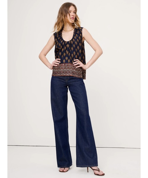 Banana Republic(バナナリパブリック)の「ビスコース リネン スクープネック タンクトップ(シャツ/ブラウス・レディース・ホワイト/ブラック系その他/ブラック・XS/S/M/L)」の6枚目の写真