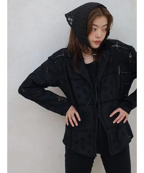 FIKA.(フィーカ)の「Cotton lace tailored jacket(その他トップス・レディース・カーキ/アイボリー/チャコール・FREE)」の3枚目の写真