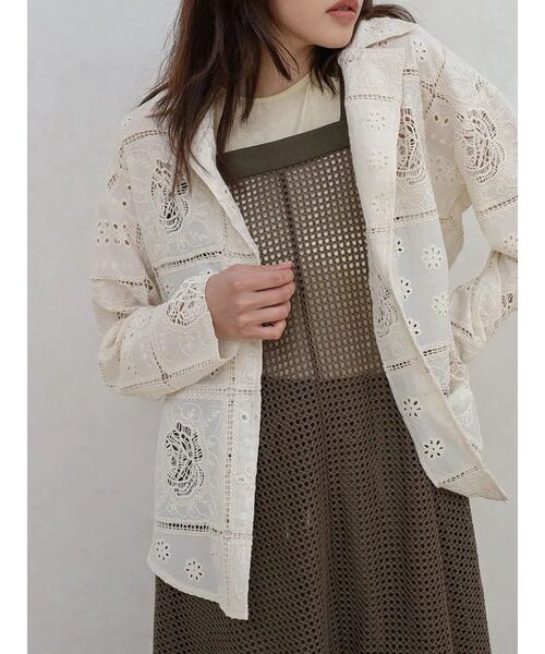 FIKA.(フィーカ)の「Cotton lace tailored jacket(その他トップス・レディース・カーキ/アイボリー/チャコール・FREE)」の2枚目の写真