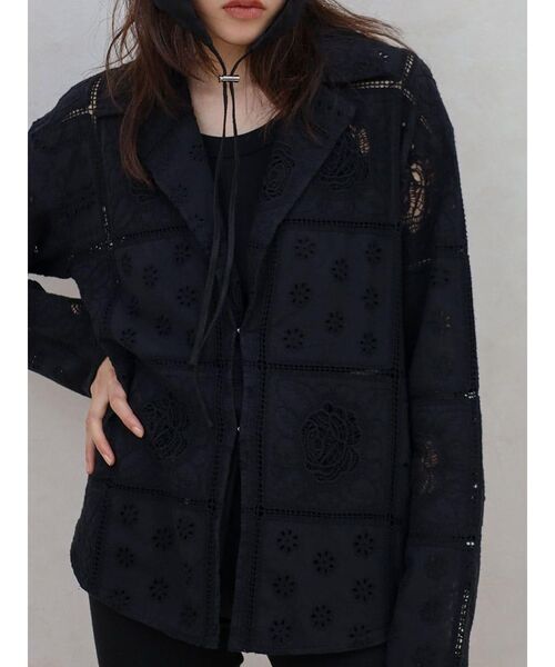 FIKA.(フィーカ)の「Cotton lace tailored jacket(その他トップス・レディース・カーキ/アイボリー/チャコール・FREE)」の13枚目の写真