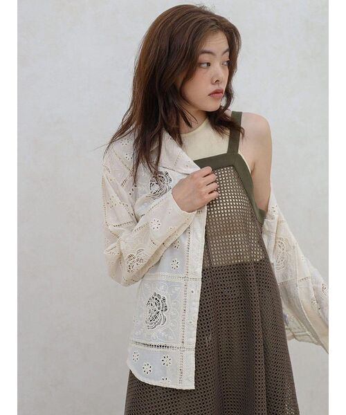 FIKA.(フィーカ)の「Cotton lace tailored jacket(その他トップス・レディース・カーキ/アイボリー/チャコール・FREE)」の15枚目の写真
