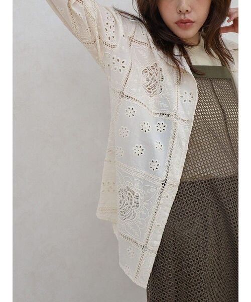 FIKA.(フィーカ)の「Cotton lace tailored jacket(その他トップス・レディース・カーキ/アイボリー/チャコール・FREE)」の18枚目の写真