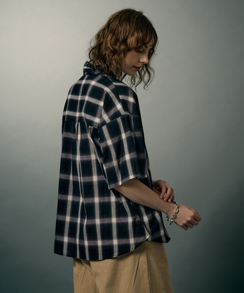 WETTEMPT(ウィテンプト)の「OMBRE CHECK S/S SHIRT / オンブレチェックS/Sシャツ(シャツ/ブラウス・メンズ・ブラウン/ネイビー・SMALL/LARGE/MEDIUM)」の6枚目の写真