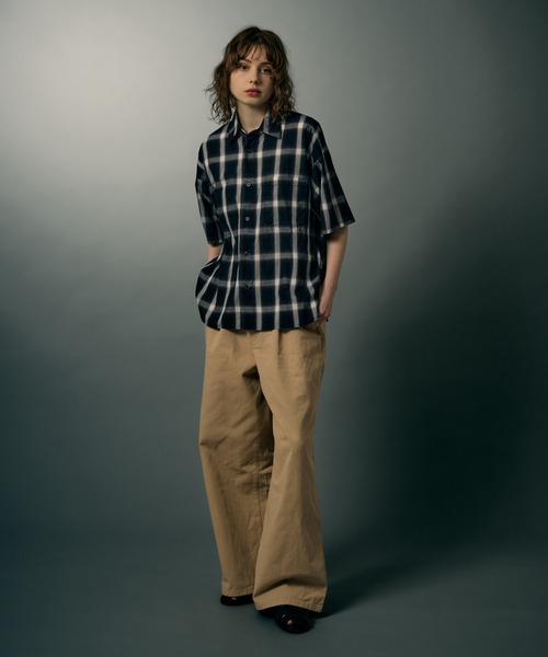 WETTEMPT(ウィテンプト)の「OMBRE CHECK S/S SHIRT / オンブレチェックS/Sシャツ(シャツ/ブラウス・メンズ・ブラウン/ネイビー・SMALL/LARGE/MEDIUM)」の12枚目の写真
