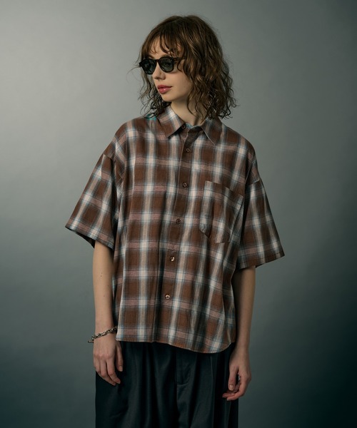 WETTEMPT(ウィテンプト)の「OMBRE CHECK S/S SHIRT / オンブレチェックS/Sシャツ(シャツ/ブラウス・メンズ・ブラウン/ネイビー・SMALL/LARGE/MEDIUM)」の18枚目の写真
