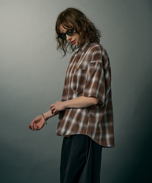 WETTEMPT(ウィテンプト)の「OMBRE CHECK S/S SHIRT / オンブレチェックS/Sシャツ(シャツ/ブラウス・メンズ・ブラウン/ネイビー・SMALL/LARGE/MEDIUM)」の19枚目の写真