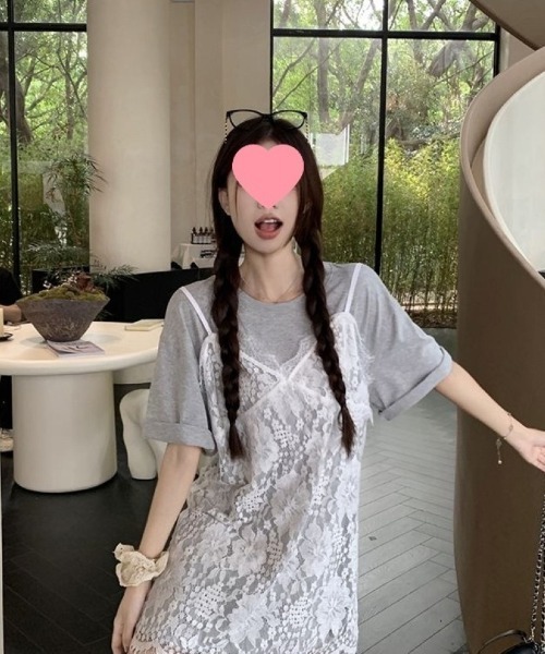 Ritzy(リッツィー)の「レイヤード風 透け感レースキャミソールワンピース(キャミソール・レディース・ホワイト・FREE)」の19枚目の写真