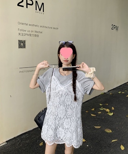 Ritzy(リッツィー)の「レイヤード風 透け感レースキャミソールワンピース(キャミソール・レディース・ホワイト・FREE)」の10枚目の写真
