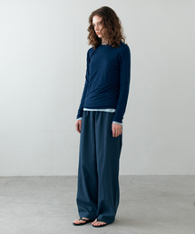 Linen banding pants_navy