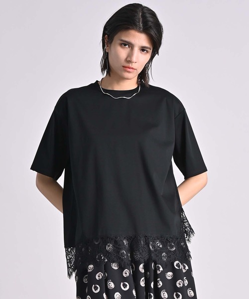 RAW FUDGE(ローファッジ)の「シルケット天竺レースヘムプルオーバー(Tシャツ/カットソー・レディース・ブラック/オフホワイト/チャコールグレー・M)」の3枚目の写真