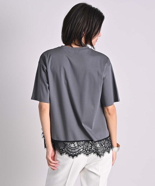 RAW FUDGE(ローファッジ)の「シルケット天竺レースヘムプルオーバー(Tシャツ/カットソー・レディース・ブラック/オフホワイト/チャコールグレー・M)」の14枚目の写真