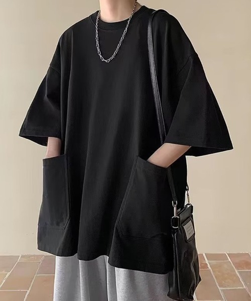KELVIN(ケルヴァン)の「Double Pocket Oversized T-Shirt ダブルポケットオーバーサイズTシャツ(Tシャツ/カットソー・メンズ・ブラック・MEDIUM/LARGE)」の1枚目の写真