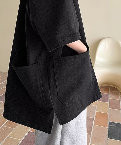 KELVIN(ケルヴァン)の「Double Pocket Oversized T-Shirt ダブルポケットオーバーサイズTシャツ(Tシャツ/カットソー・メンズ・ブラック・MEDIUM/LARGE)」の2枚目の写真