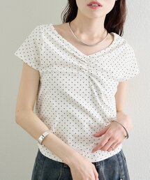 ドットプリント半袖Tシャツ