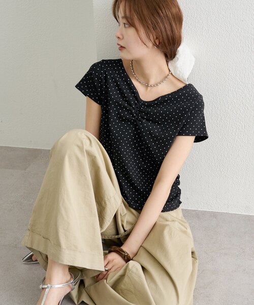 mystic(ミスティック)の「ドットプリント半袖Tシャツ(Tシャツ/カットソー・レディース・ブラック/オフホワイト・FREE)」の16枚目の写真