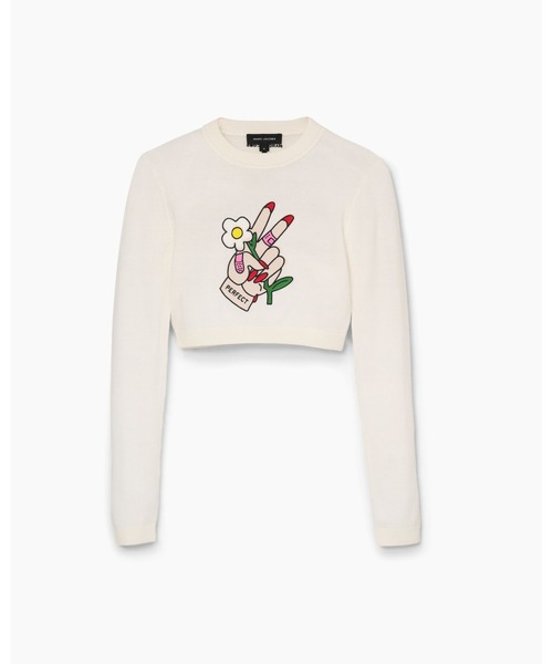 MARC JACOBS（マークジェイコブス）の「【NEW】TATTOO PATCH CROP LONGSLEEVE/タトゥー パッチ クロップ ロングスリーブ（Tシャツ/カットソー・レディース・アイボリー・M/S/XS）」の2枚目の写真