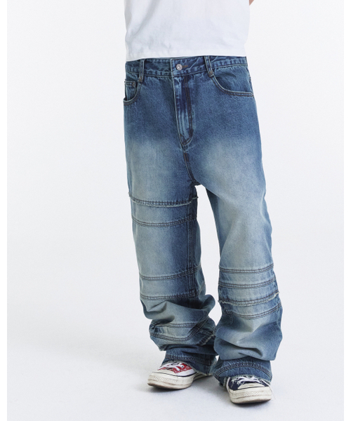 KICHUL（キチョル）の「Bind Raw Cut Straight Denim Pants (Indigo)（デニムパンツ・レディース・その他・MEDIUM/LARGE/SMALL）」の4枚目の写真