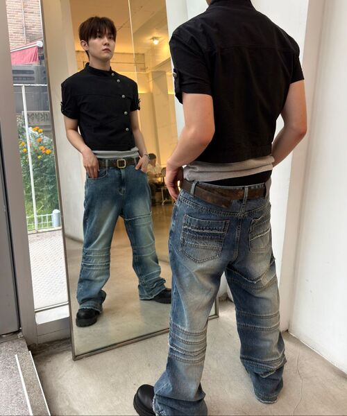 KICHUL（キチョル）の「Bind Raw Cut Straight Denim Pants (Indigo)（デニムパンツ・レディース・その他・MEDIUM/LARGE/SMALL）」の5枚目の写真