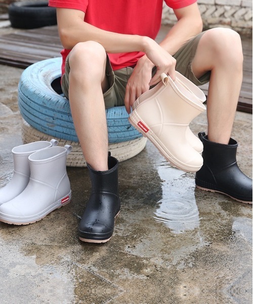 BACKYARD FAMILY（バックヤードファミリー）の「レインブーツ ショート pmyrains004（レインシューズ・レディース・ブラック/ベージュ・23.5cm/23cm/24.5cm）」の3枚目の写真
