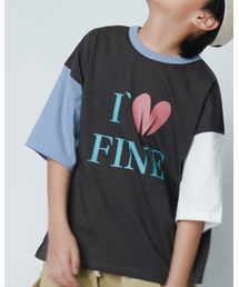 KRNR（クルナル）の「FINE オーバーサイズマルチカラージュニア半袖Tシャツ_チャコール（Tシャツ/カットソー）」