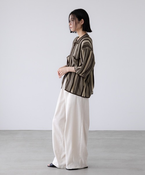 LOWRYS FARM（ローリーズファーム）の「【LFM(U)】マルチストライプニットシャツＳＳ　 903641（シャツ/ブラウス・メンズ・ブラウン/イエロー・MEDIUM/LARGE）」の14枚目の写真