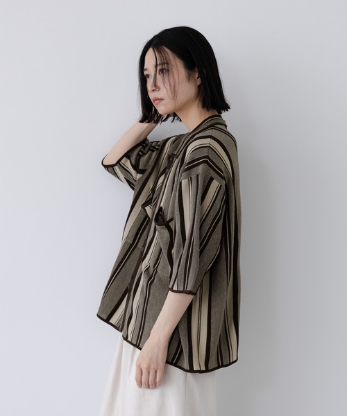 LOWRYS FARM（ローリーズファーム）の「【LFM(U)】マルチストライプニットシャツＳＳ　 903641（シャツ/ブラウス・メンズ・ブラウン/イエロー・MEDIUM/LARGE）」の18枚目の写真