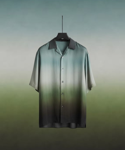 新作】RAYON CUPRA GRADATION オープンカラーシャツ ｜接触冷感/吸湿性