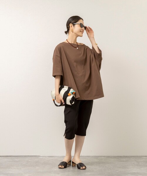 MAQWEL（マクウェル）の「【MAQWEL/マクウェル】ウォッシャブルバックタックオーバーＴ（Tシャツ/カットソー・レディース・ブラック/ブラウン/オフホワイト・FREE）」の19枚目の写真