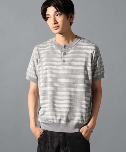 LAND MUSEUM（ランドミュージアム）の「LAND MUSEUM／ボーダーヘンリーＴ（Tシャツ/カットソー・メンズ・グレー系その他/ブラック系その他・MEDIUM/LARGE）」の9枚目の写真