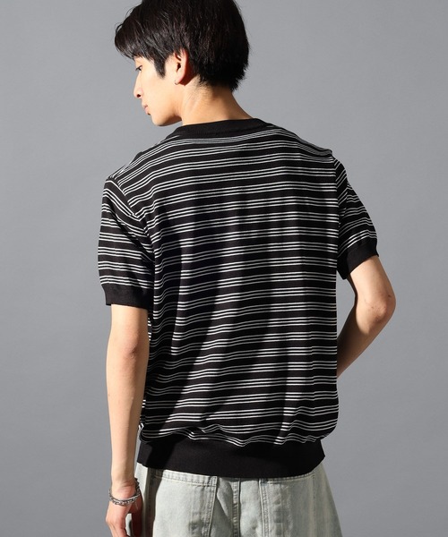 LAND MUSEUM（ランドミュージアム）の「LAND MUSEUM／ボーダーヘンリーＴ（Tシャツ/カットソー・メンズ・グレー系その他/ブラック系その他・MEDIUM/LARGE）」の5枚目の写真