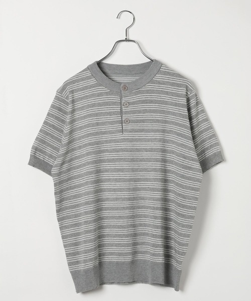LAND MUSEUM（ランドミュージアム）の「LAND MUSEUM／ボーダーヘンリーＴ（Tシャツ/カットソー・メンズ・グレー系その他/ブラック系その他・MEDIUM/LARGE）」の15枚目の写真