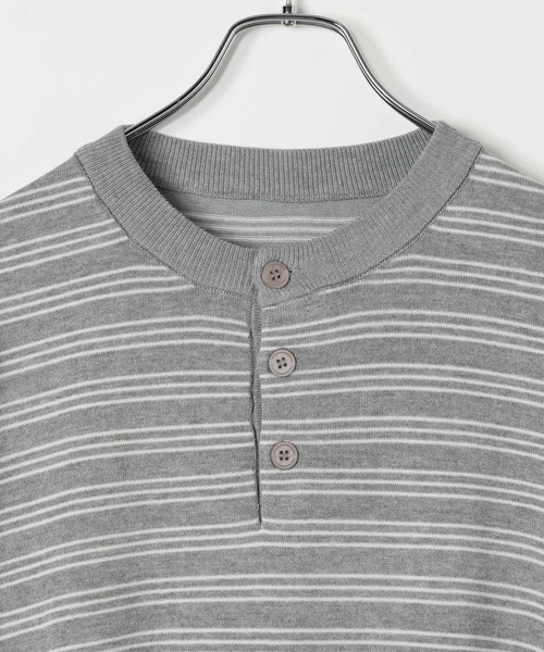 LAND MUSEUM（ランドミュージアム）の「LAND MUSEUM／ボーダーヘンリーＴ（Tシャツ/カットソー・メンズ・グレー系その他/ブラック系その他・MEDIUM/LARGE）」の17枚目の写真