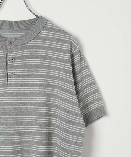 LAND MUSEUM（ランドミュージアム）の「LAND MUSEUM／ボーダーヘンリーＴ（Tシャツ/カットソー・メンズ・グレー系その他/ブラック系その他・MEDIUM/LARGE）」の18枚目の写真