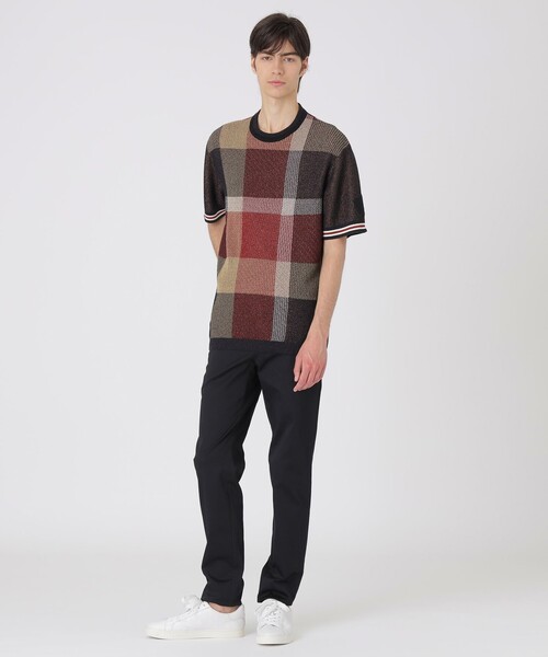 BLACK LABEL CRESTBRIDGE(ブラックレーベル・クレストブリッジ)の「【10th ANNIVERSARY】ツィーディークレストブリッジチェックニットTシャツ(Tシャツ/カットソー・メンズ・レッド系その他2・M/L/S/XL)」の2枚目の写真