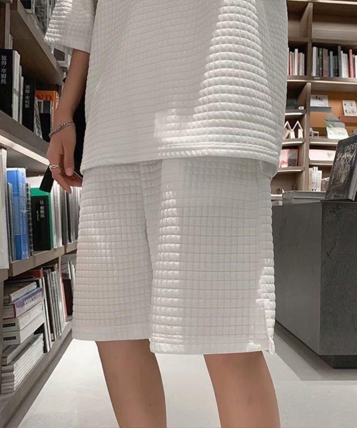 KELVIN(ケルヴァン)の「Textured Waffle Setup テクスチャーワッフルセットアップ(セットアップ・メンズ・ホワイト/ブラック・MEDIUM/LARGE)」の3枚目の写真